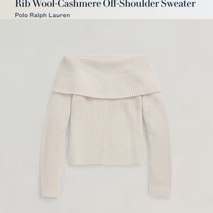 Polo by Ralph Lauren Off-Shoulder Ribbed Sweater in Cream